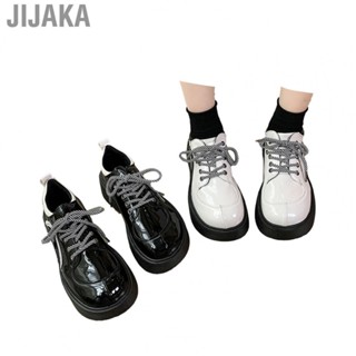 Jijaka PU Leather Shoes  Layered Non Tired Delicate Women Platform Shoes Breathable Inside Japanese Style with 4cm Heel for Go Out