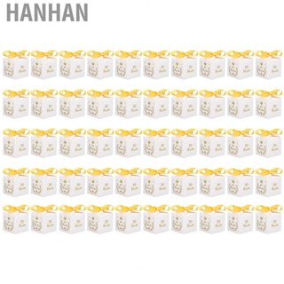 Hanhan 50pcs Party Favor Boxes Paper Mi Bautizo Pattern Equipped Gold Ribbon Household