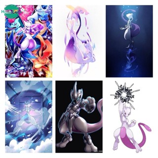 【HF】ภาพวาดปักเพชร แนวโมเสก ลายการ์ตูนโปเกม่อน Mewtwo 5D ขนาด 30X40 ซม. 40X50 ซม. DIY