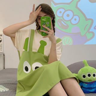 summer new sweet pajamas Cartoon three-eyed beast short-sleeved nightdress comfortable casual home clothes