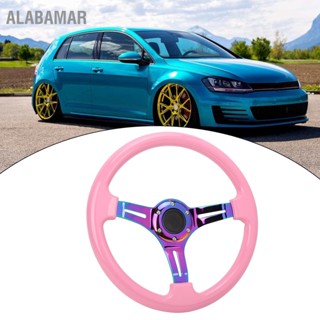 ALABAMAR 350mm/14in ABS พวงมาลัยสีชมพู 6 รู Universal Racing พวงมาลัยรถดัดแปลง