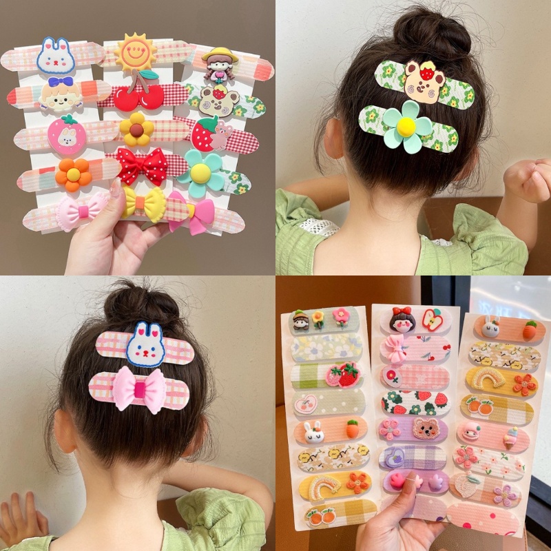 สติกเกอร์ติดผมหน้าม้า Velcro น่ารัก ฤดูร้อน สําหรับเด็ก