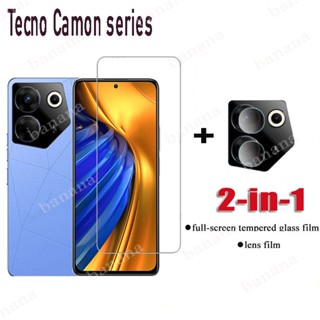 2 in1 ฟิล์มกระจกนิรภัยกันรอยหน้าจอ สําหรับ Tecno Camon 20 Pro 5G Tecno Camon 20 19 Pro 5G 18P 18 Premier Pova Neo 2 4 Pro