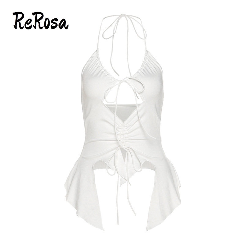 Rerosa ใหม่ เสื้อสายเดี่ยว เข้ารูป เซ็กซี่ ฉลุลาย แนวสตรีท แฟชั่นสําหรับผู้หญิง 2023