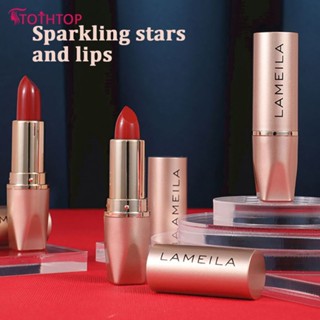 Lameila Gold Tube Matte Velvet Lipstick Waterproof Non Stick Cup Lip Stick Long-last Red Lip Balm Professional Lip Makeup 6 Colors 1pc [TOP]