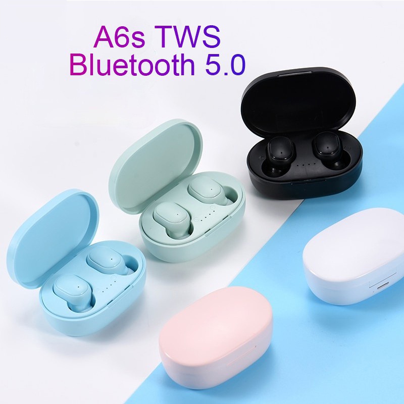 A6s TWS หูฟังบลูทูธไร้สาย Macaron หูฟังน้ำหนักเบา HIFI Sports ชุดหูฟังกันน้ำพร้อม Mix