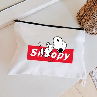 กระเป๋าเครื่องเขียน กระเป๋าดินสอ ผ้าแคนวาส แต่งซิปล็อค ลาย Snoopy น่ารัก แฟชั่นใหม่ สําหรับนักเรียน