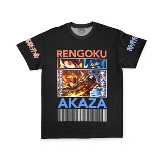 เสื้อยืด พิมพ์ลาย Kyojuro Rengoku vs Akaza Demon Slayer แฟชั่นสตรีท