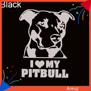 สติกเกอร์สะท้อนแสง กันน้ํา ลายการ์ตูน I Love My Pitbull Bulldog สําหรับติดตกแต่งรถยนต์ จํานวน 1 ชิ้น