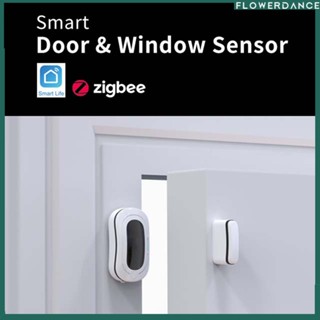 Tuya Zigbee Smart Door and Window Magnet Sensor Real Time Viewing Door Window Status App Notification Alerting Built In Rechargeable Battery ดอกไม้