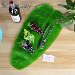 #NICEDAY-Simulation Banana Leaf Desktop Hawaiian Party PVC Simulation 37.5*19cm