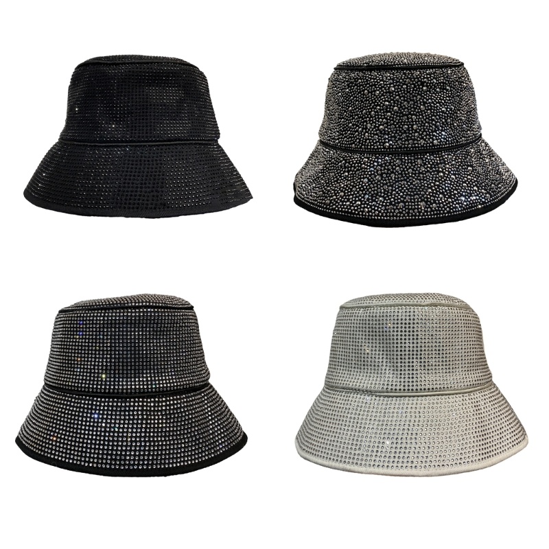 Zuo Rhinestone Bucket หมวกผู้หญิงหมวก Rhinestone ที่สะดุดตาสําหรับไนท์คลับ