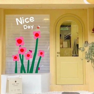 สติ๊กเกอร์ตกแต่งร้าน 🌸NICE DAY FLOWER🌸 ติดผนัง ติดกระจก ร้านกาแฟ คาเฟ่