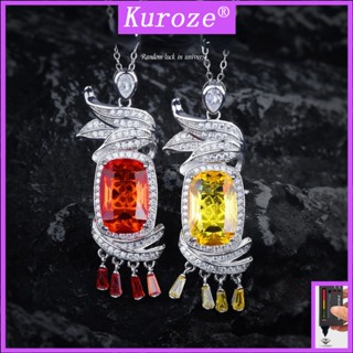 Kuroze สร้อยคอแฟชั่น จี้ไพลิน ประดับเพชร สีเหลือง หรูหรา สไตล์วินเทจ