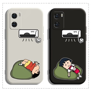 เคส OPPO A16 A78 A77 A76 A96 A74 A57 A77S A98 A54 A17 A17K A16K A16E โทรศัพท์มือถือแบบนิ่ม ลายการ์ตูนชินจัง สีขาวดํา สําหรับ