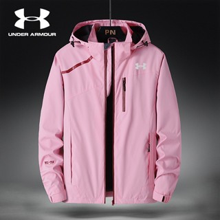 Under.armour เสื้อแจ็กเก็ตมีฮู้ด กันน้ํา กันลม ระบายอากาศ ถอดออกได้ สําหรับผู้หญิง [M-4XL]