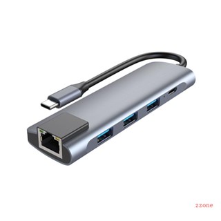 Zzz ฮับ USB Type-C เป็น USB3 0 1000Mbps RJ45 PD 87W