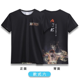 เสื้อยืดแขนสั้น พิมพ์ลายการ์ตูนอนิเมะ One Piece Zoro Luffy Ace สไตล์ญี่ปุ่น สําหรับผู้ชาย