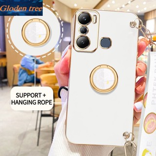 เคสโทรศัพท์มือถือ ลายต้นไม้ Gloden พร้อมขาตั้ง และสายคล้อง สําหรับ Infinix Hot 20i X665C X665E Hot 20 Play X6825