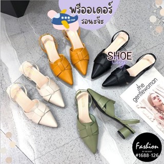 [เหมือนแบบ] รองเท้าเปิดส้น ส้นสูง 2 นิ้ว หัวแหลม รองเท้าผู้หญิง shoe preorder