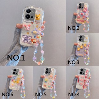 สําหรับ Xiaomi Redmi Note10 Note10S A1 A1 plus A1+ 12C 12 10C 10 เคสมือถือ Soft TPU Case เคสป้องกัน 3D Cute Cartoon Winnie the Pooh Rabbit Bear Flowers รอยสักครีม เปลือกซิลิคอน โปร่งแสง ป้องกันการตก มีเชือกแขวนอยู่