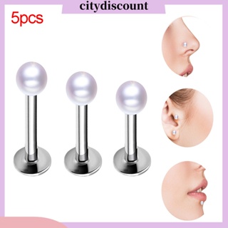 &lt;citydiscount&gt; จิวเจาะร่างกาย จมูก ปาก คาง ประดับมุกเทียม สําหรับผู้หญิง 5 ชิ้น