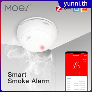 Tuya Zigbee รุ่น Smart Smoke Alarm Fire Detector Alarm App รีโมทคอนโทรลสำหรับ Alexa Google Home Security System Firefighter Yunni