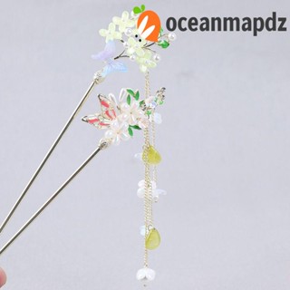 OCEANMAPDZ เครื่องประดับ กิ๊บติดผม รูปผีเสื้อ ประดับไข่มุก แบบเรียบง่าย สไตล์จีน แฟชั่นฮั่นฝู สําหรับผู้หญิง