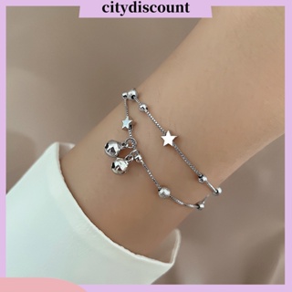 &lt;citydiscount&gt; สร้อยข้อมือ แบบสองชั้น เนื้อแมตต์ ลายดาว สไตล์เกาหลี สําหรับผู้หญิง