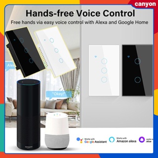 1/2/3/4gang Tuya Wifi Smart Switch Wall Touch Switch Timing ฟังก์ชั่นนับถอยหลัง สมาร์ทโฟน App Control รองรับ Voice Control ทำงานร่วมกับ Alexa และ Google Home canyon canyon