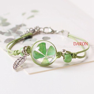 DARON สร้อยข้อมือ เชือกถัก ลายดอกไม้แห้ง ใบโคลเวอร์ ใบโคลเวอร์ สไตล์เกาหลี เรโทร เครื่องประดับ สําหรับของขวัญ