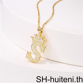 Initialnecklace สร้อยคอโซ่ทอง จี้ตัวอักษรภาษาอังกฤษ ประดับคริสตัล ของขวัญวันเกิด วันวาเลนไทน์