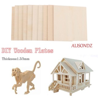 ALISONDZ แผ่นไม้ ทรงสี่เหลี่ยม DIY ของเล่นงานฝีมือ สําหรับงานไม้