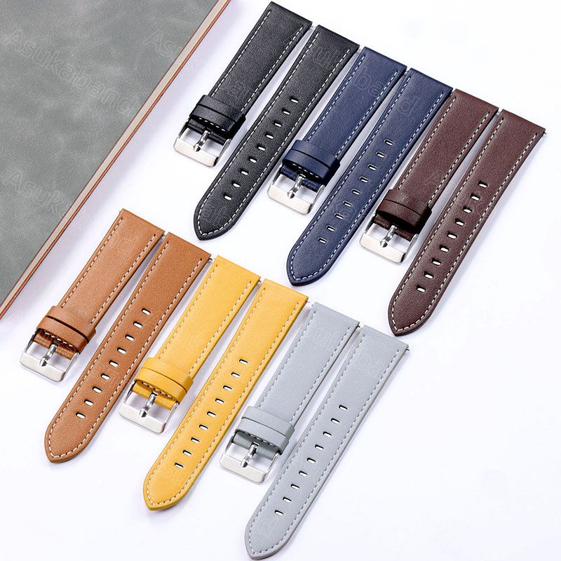 สายนาฬิกาข้อมือหนัง 20 มม. 22 มม. สีดํา สีน้ําตาล สําหรับ Samsung Galaxy Watch 4 5 PRO 40 มม. 44 มม. 45 มม. GT2 3 PRO GTR