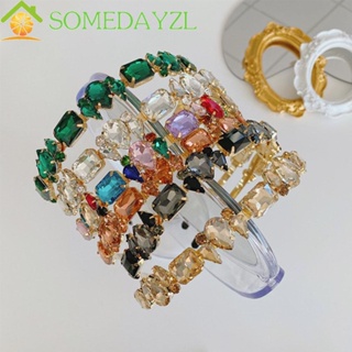 SOMEDAYZL ที่คาดผม ประดับพลอยเทียม แบบบาง หรูหรา เครื่องประดับ สําหรับเจ้าสาว