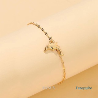 Fancy สร้อยข้อมือ ชุบเงิน 925 จี้รูปปลาโลมา เครื่องประดับแฟชั่น