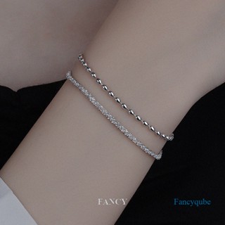 Fancy ใหม่ สร้อยข้อมือเงินแท้ 925 ประดับลูกปัด สองชั้น สวยหรู เรียบง่าย เครื่องประดับแฟชั่น สําหรับผู้หญิง