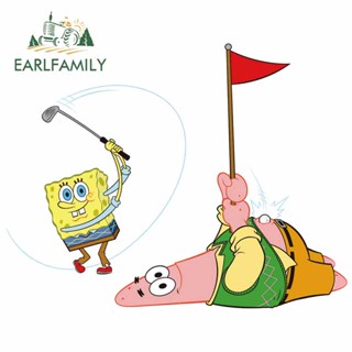 Earlfamily สติกเกอร์ ลายกราฟฟิตี้ Patrick Star Raises Red Flag 13 ซม. x 10.1 ซม. กันน้ํา สําหรับติดตกแต่งรถยนต์ รถตู้