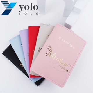 YOLO กระเป๋าสตางค์ หนัง PU แบบพกพา สําหรับใส่หนังสือเดินทาง บัตรประชาชน