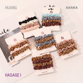 Hasagei 4 ชิ้น / เซต ซาติน ผม Scrunchies ชุดวินเทจ สีพื้น ยืดหยุ่น ยางรัดผมหางม้า เชือกผม แฟชั่น เครื่องประดับผม