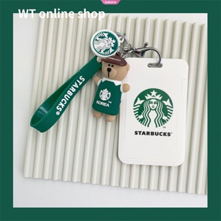 Ins พวงกุญแจ รูปหมี Starbucks น่ารัก ป้องกันบัตรประจําตัว บัตรรถบัส บัตรประจําตัวประชาชน