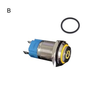 Rich2.br ปุ่มสวิตช์ล็อคตัวเอง แบบโลหะ กันน้ํา 16 มม. พร้อมโคมไฟ LED สว่าง