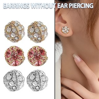 Simple Design Magnetic Full Drill Earrings Female No Ear Hole Earrings Jewelry