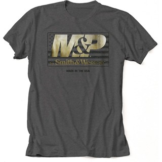 มีความสุข เสื้อยืด พิมพ์ลาย Smith &amp; Wesson by M&amp;P Mens Made in The USA แฟชั่นฤดูร้อน สําหรับผู้ชาย