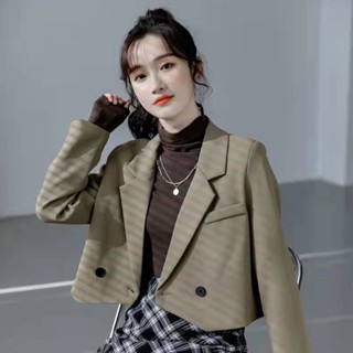 เสื้อโค้ทสั้น แขนยาว ทรงหลวม สไตล์เกาหลี สําหรับผู้หญิง