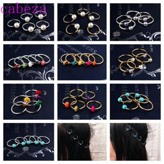 Cabeza 5 ชิ้น / เซต แหวนผมถัก โลหะผสม มุก เดรดล็อก ลูกปัด สกปรก ถักเปีย เครื่องประดับผม ที่มีสีสัน เทอร์ควอยซ์ จี้ คลิป ข้อมือ แหวนทุกวัน