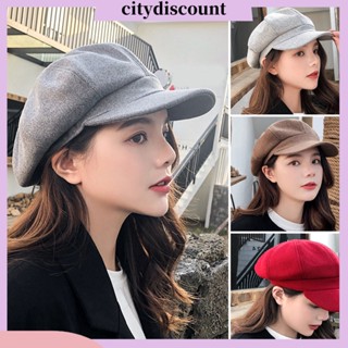 &lt;citydiscount&gt; หมวกเบเร่ต์ลําลอง ผ้าขนสัตว์ แบบหนา ระบายอากาศได้ดี สีพื้น แฟชั่นฤดูใบไม้ผลิ และฤดูใบไม้ร่วง สําหรับผู้หญิง