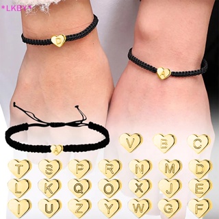 Luckybabys&gt; สร้อยข้อมือเชือกถัก แฮนด์เมด ลายตัวอักษร A-Z 26 ตัว ปรับได้ เครื่องประดับคู่รัก สําหรับผู้ชาย และผู้หญิง