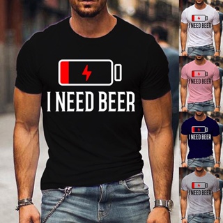 เสื้อยืดลําลอง แขนสั้น คอกลม พิมพ์ลายกราฟฟิค I Need Beer น่ารัก แฟชั่นฤดูร้อน สําหรับผู้ชาย