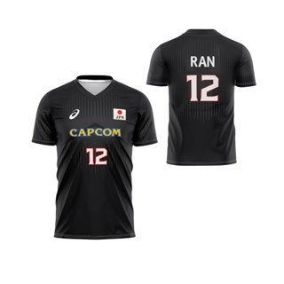 เสื้อกีฬาวอลเลย์บอล แขนสั้น สีดํา สไตล์ญี่ปุ่น 2023